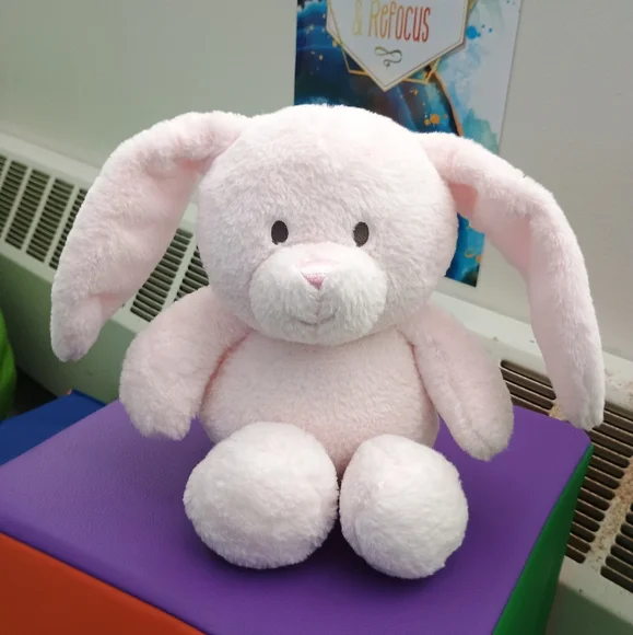 KellyToy K Luxe Baby Bunny Plush Rattle Crinkle Ears Stuffed Animal Sewn Eyes - Picture 2 of 8